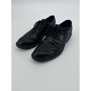 ECCO Vitrus Mens Black Leather Wingtip Brogue Oxford Shoes Size EU 43 US 9